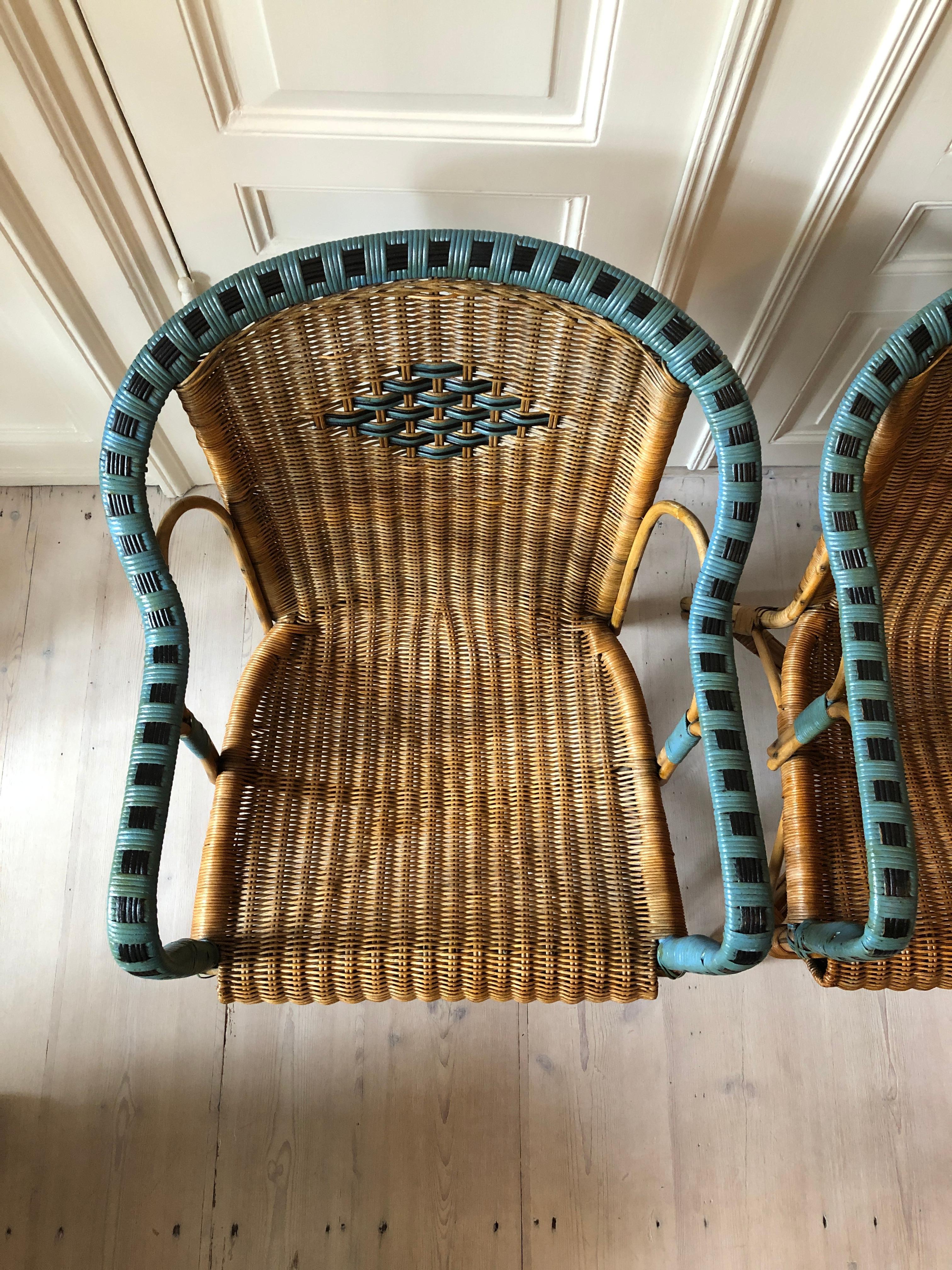 Mid-20th Century Vintage Rattan Complete Furniture Set with Elegant Woven Details, France, 1930s