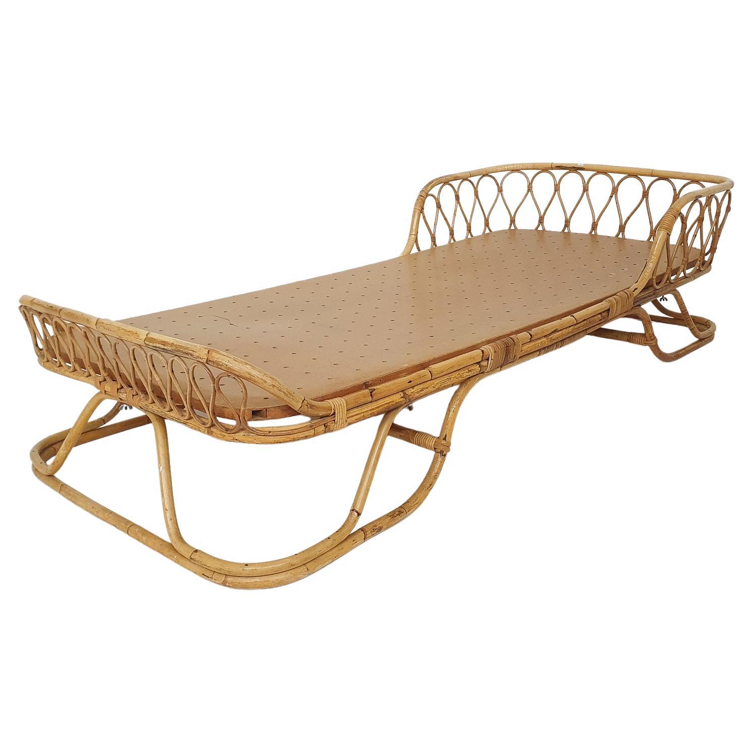 Rohé Noordwolde Rattan Daybed, the Netherlands, 1950s at 1stDibs