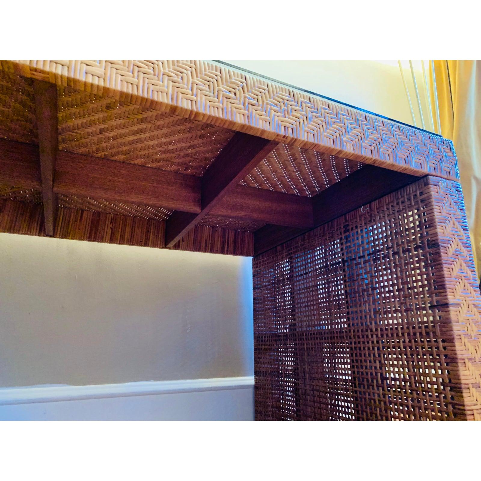 Hand-Woven Vintage Rattan Desk in the Style of Danny Ho Fong