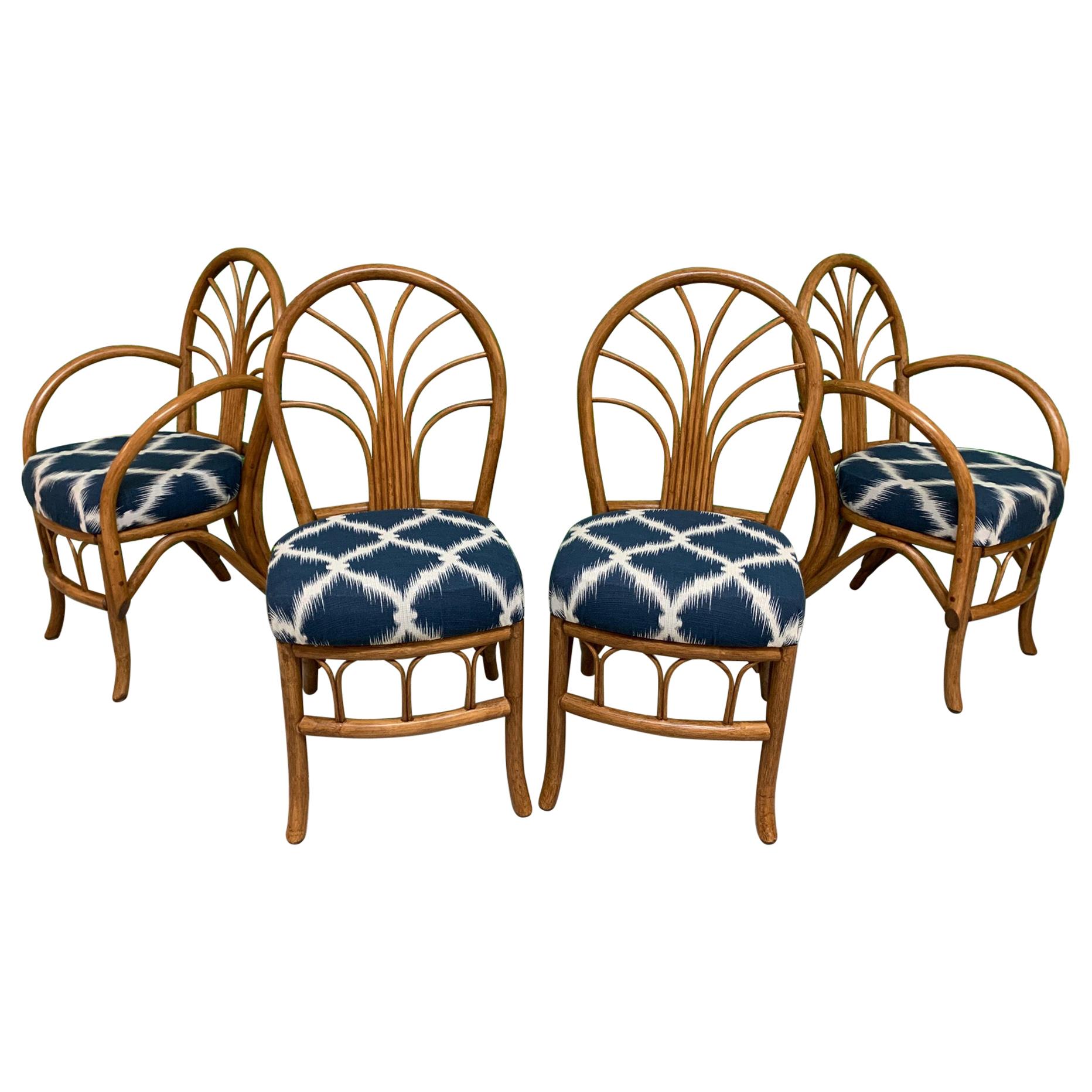 Vintage Rattan Dining Chairs, Set of 4