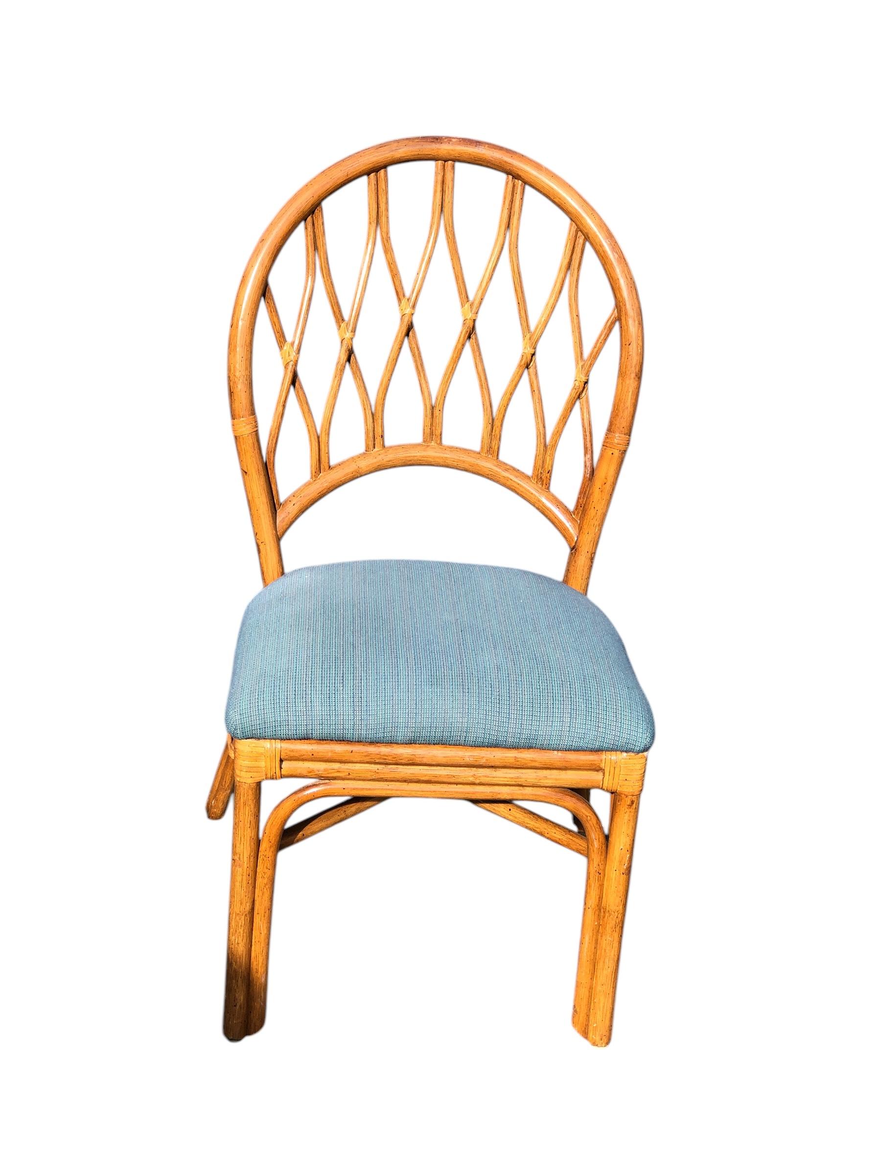 Set da pranzo in rattan d'epoca con sei sedie attribuito a McGuire in vendita 3