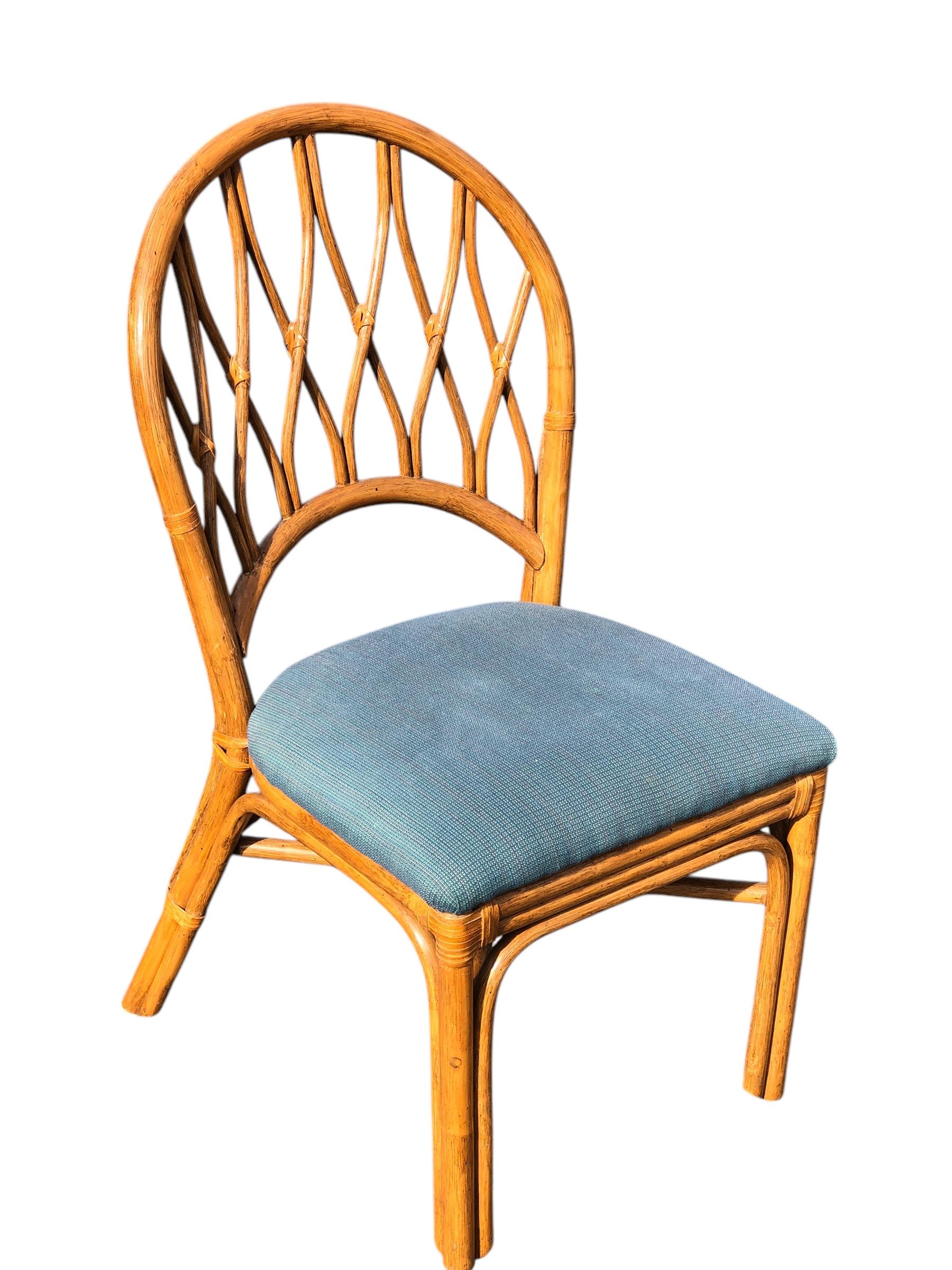 Set da pranzo in rattan d'epoca con sei sedie attribuito a McGuire in vendita 10