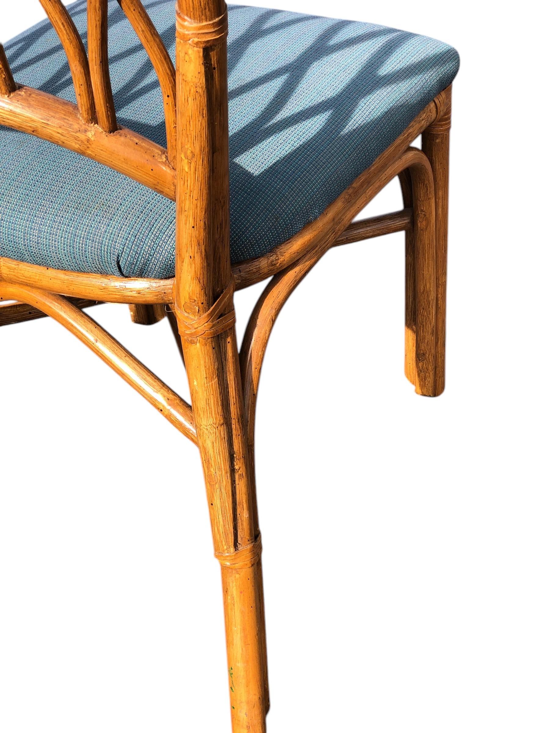 Set da pranzo in rattan d'epoca con sei sedie attribuito a McGuire in vendita 12