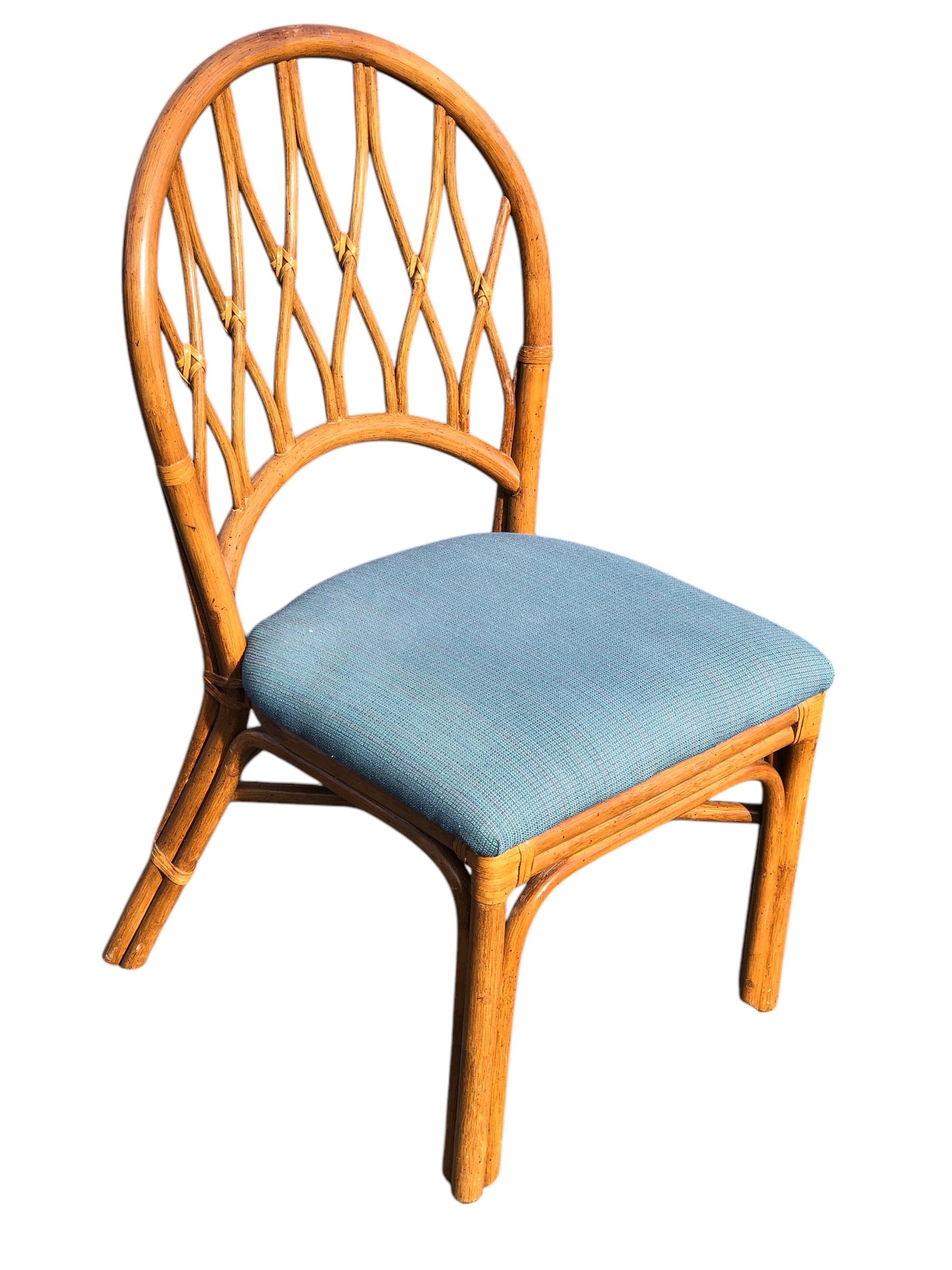 Set da pranzo in rattan d'epoca con sei sedie attribuito a McGuire in vendita 2