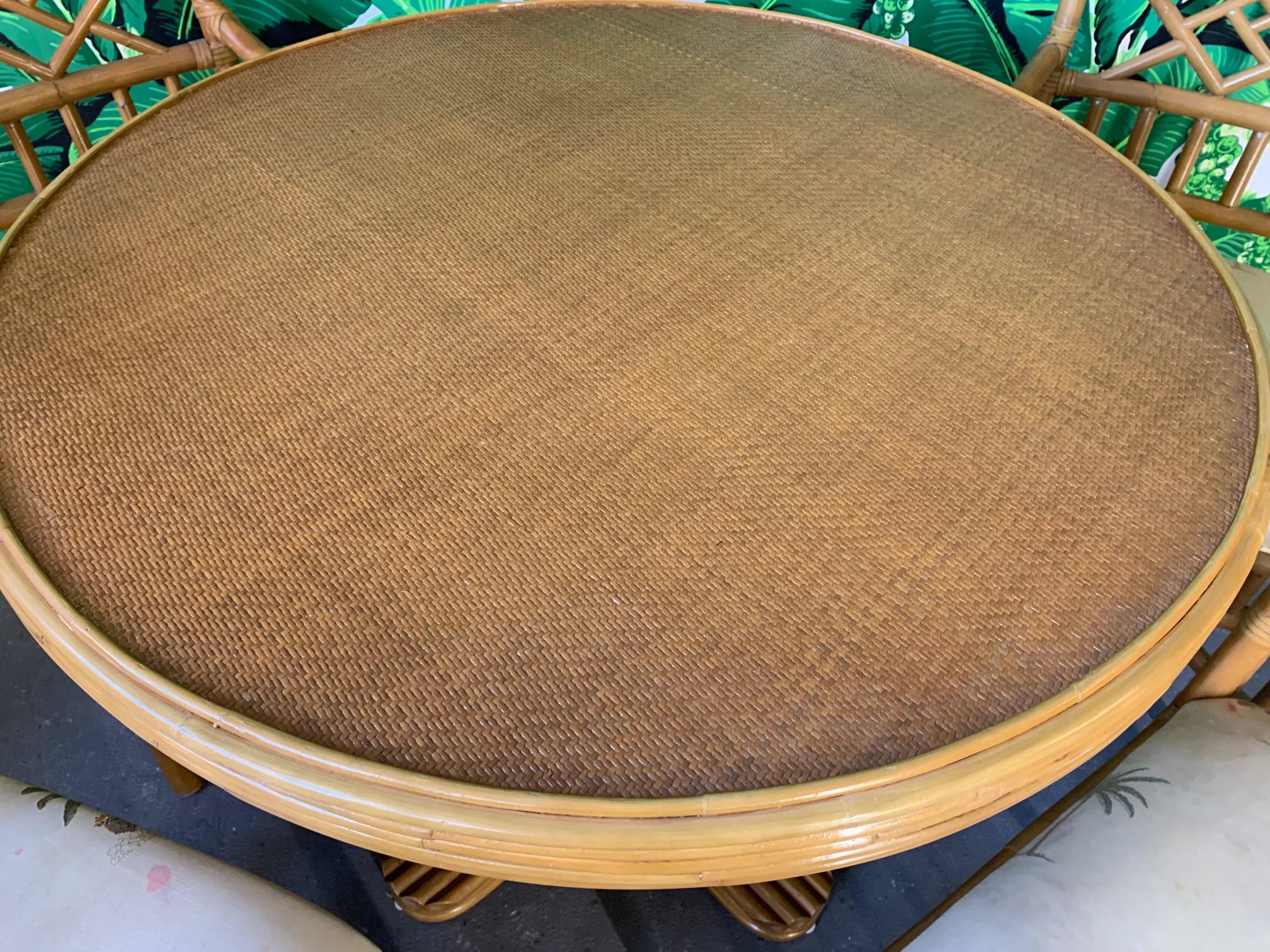 Late 20th Century Vintage Rattan Dining Set Table and Four Chairs