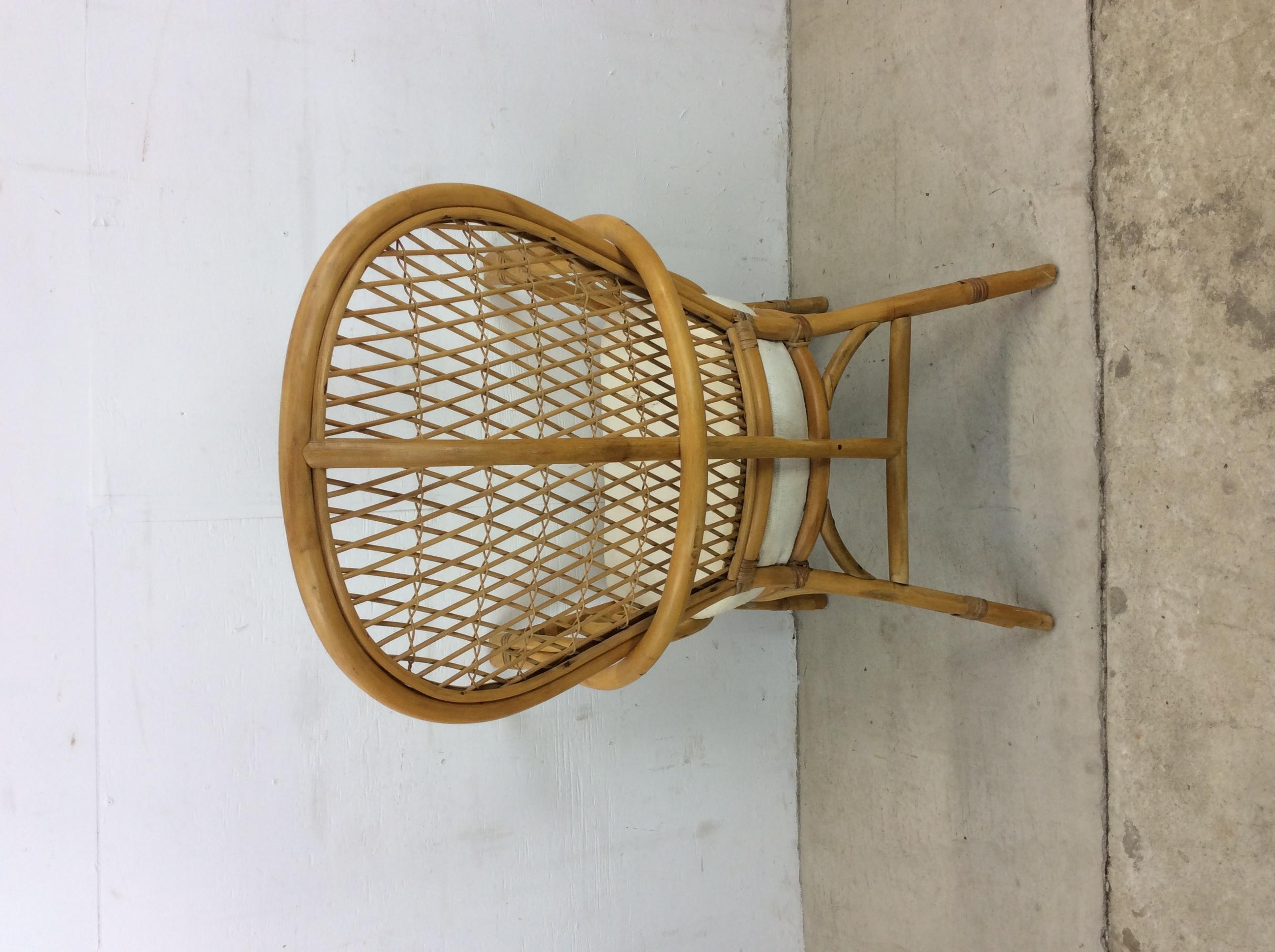 Vintage Rattan Fanback Accent Chair For Sale 3