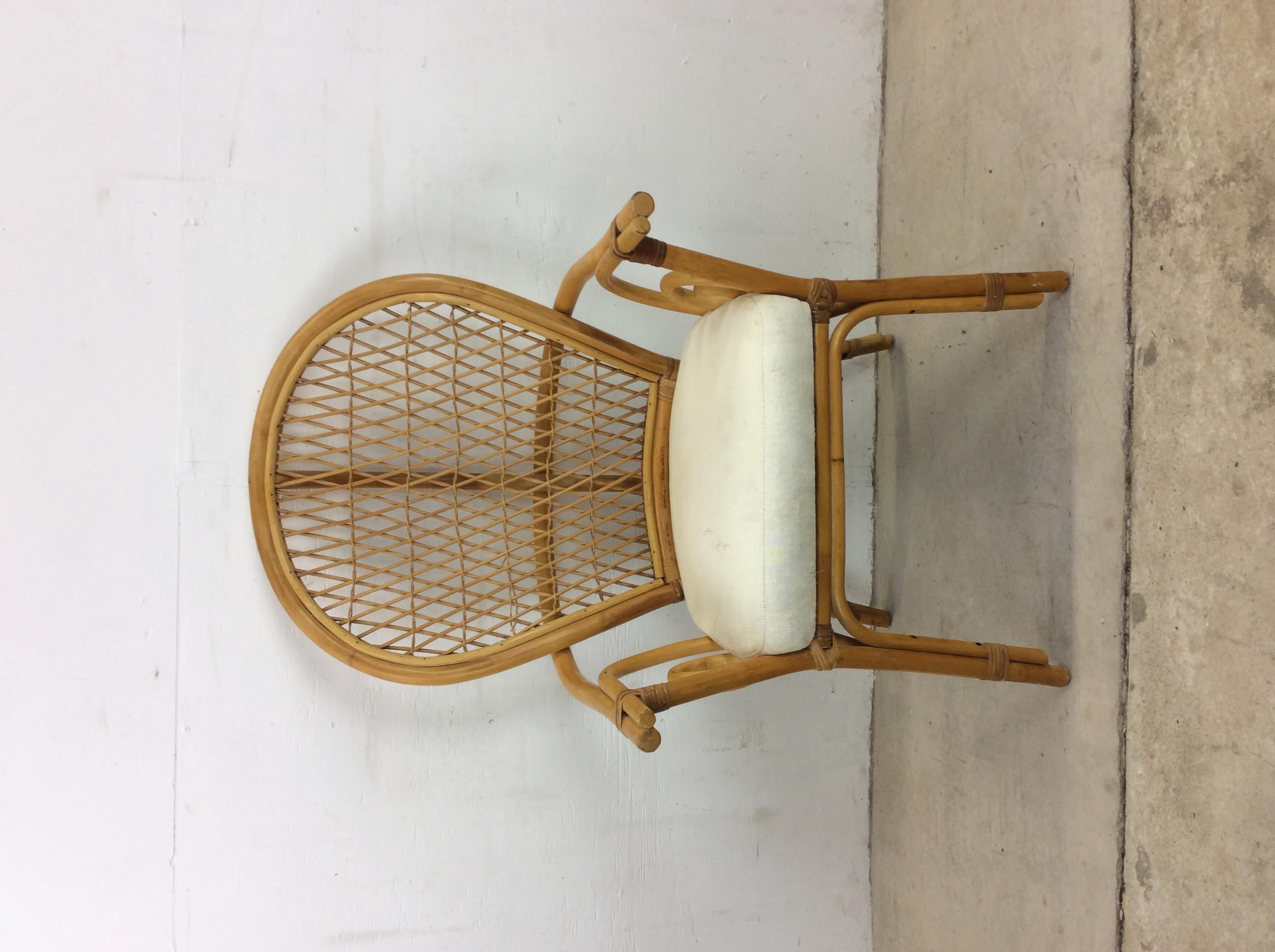 Vintage Rattan Fanback Accent Chair For Sale 5