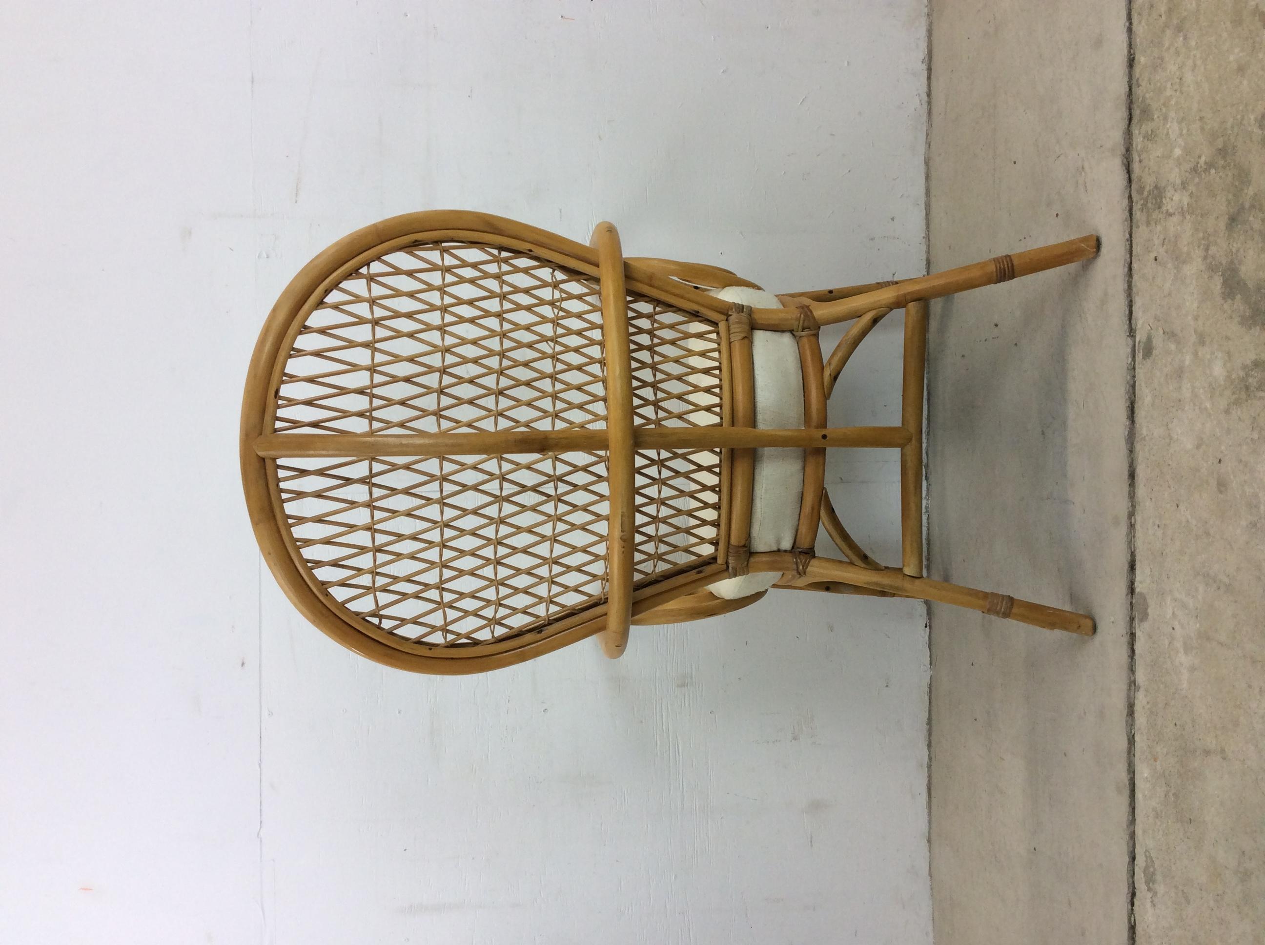 Vintage Rattan Fanback Accent Chair For Sale 1