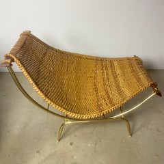 Vintage Rattan “Fish” Chaise Lounge by Troy Sunshade