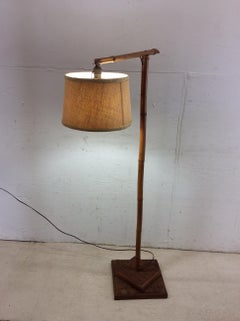 Vintage Rattan Floor Lamp with Shade