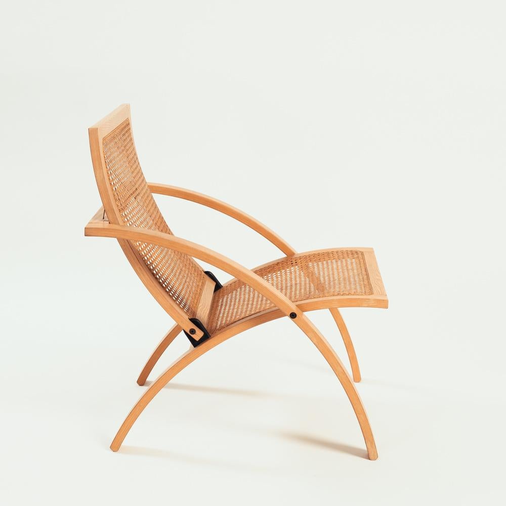 Olandese Sedia Foldes in rattan vintage di Gijs Bakker per Castelijn, 1976. Paesi Bassi in vendita