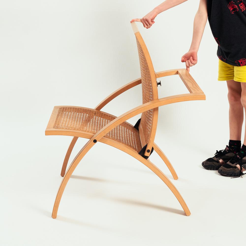 Sedia Foldes in rattan vintage di Gijs Bakker per Castelijn, 1976. Paesi Bassi in vendita 1