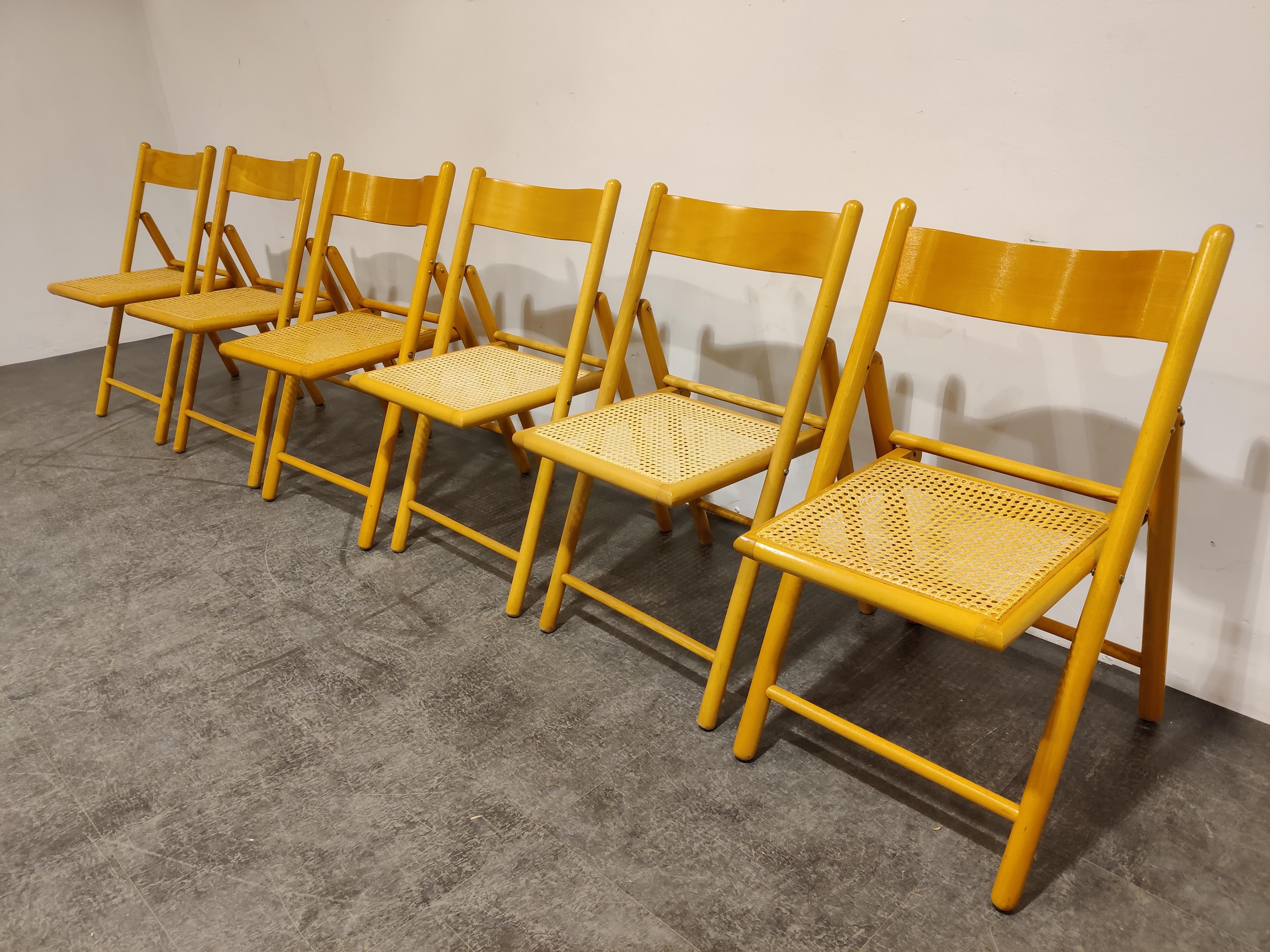 Vintage Rattan Folding Chairs, 1960s In Good Condition In HEVERLEE, BE