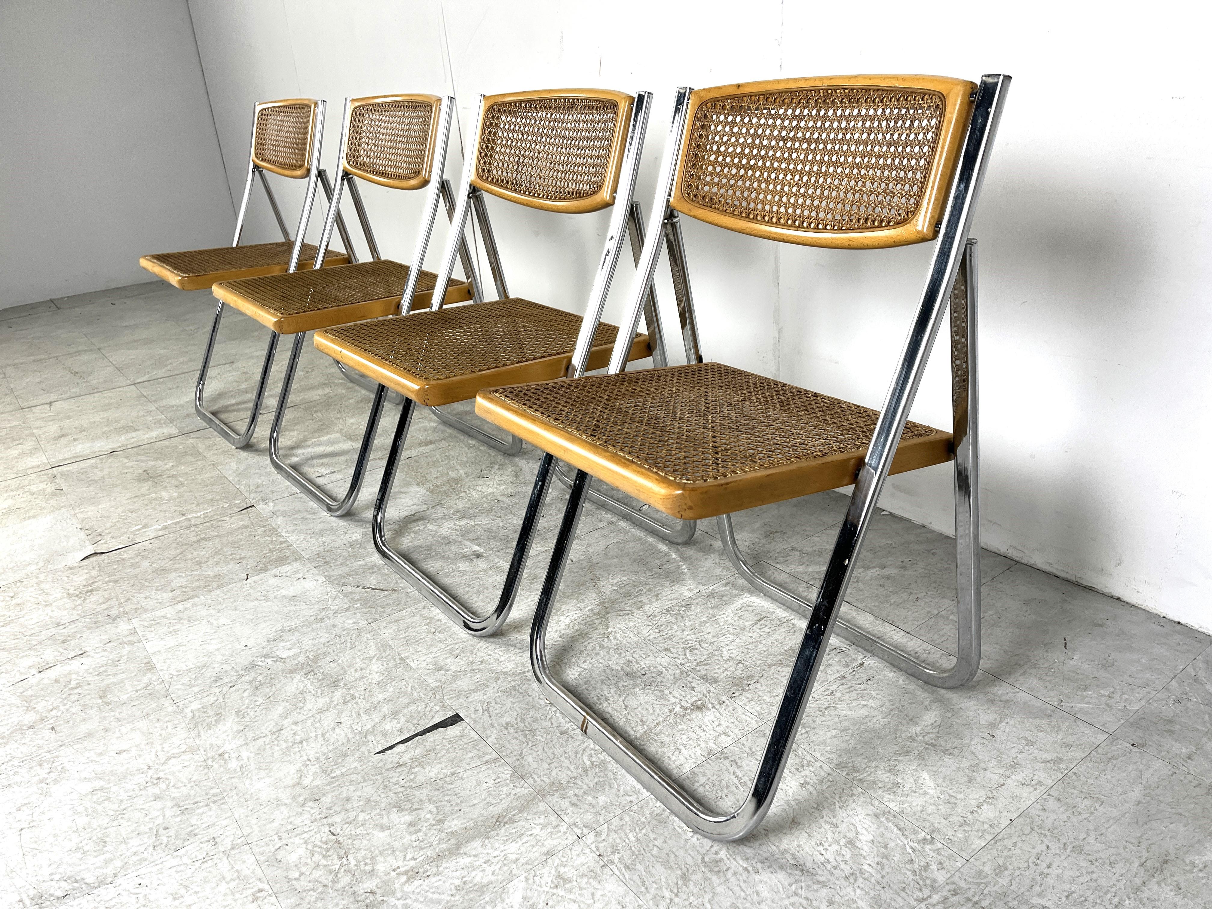 Late 20th Century Vintage rattan folding chairs, 1970s - set of 4 For Sale