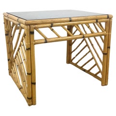 Vintage Rattan 
Glass Coffee Table after Ficks Reed