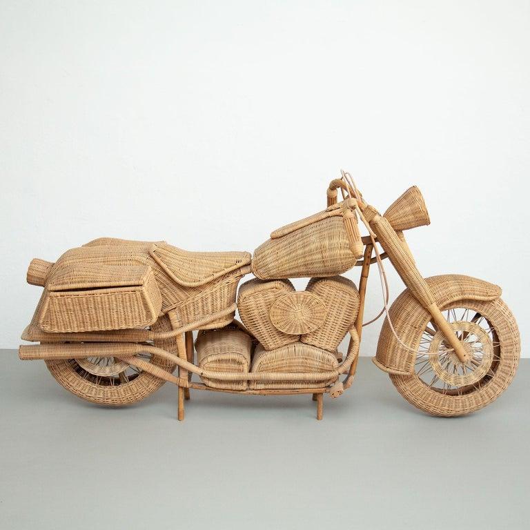 Vintage Rattan Harley Motorbike Real Size, circa 1970 11