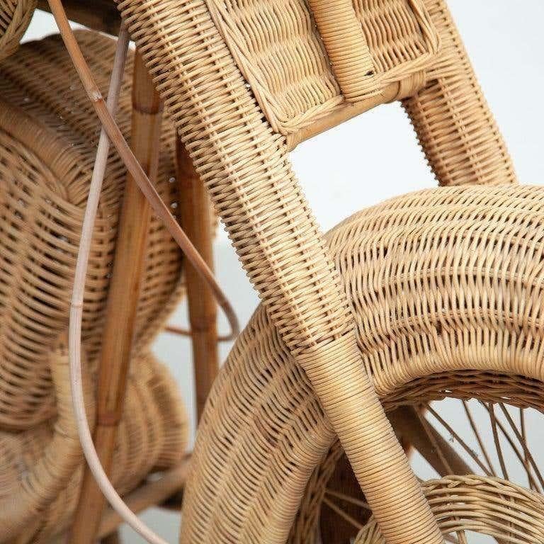 Late 20th Century Vintage Rattan Harley Motorbike, Real Size, Spain, circa 1970 For Sale