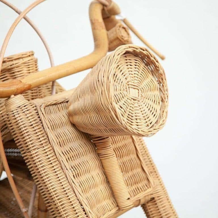 Rattan Moto Harley in rattan vintage, dimensioni reali, Spagna, circa 1970 in vendita