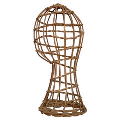 Vintage rattan hat rack