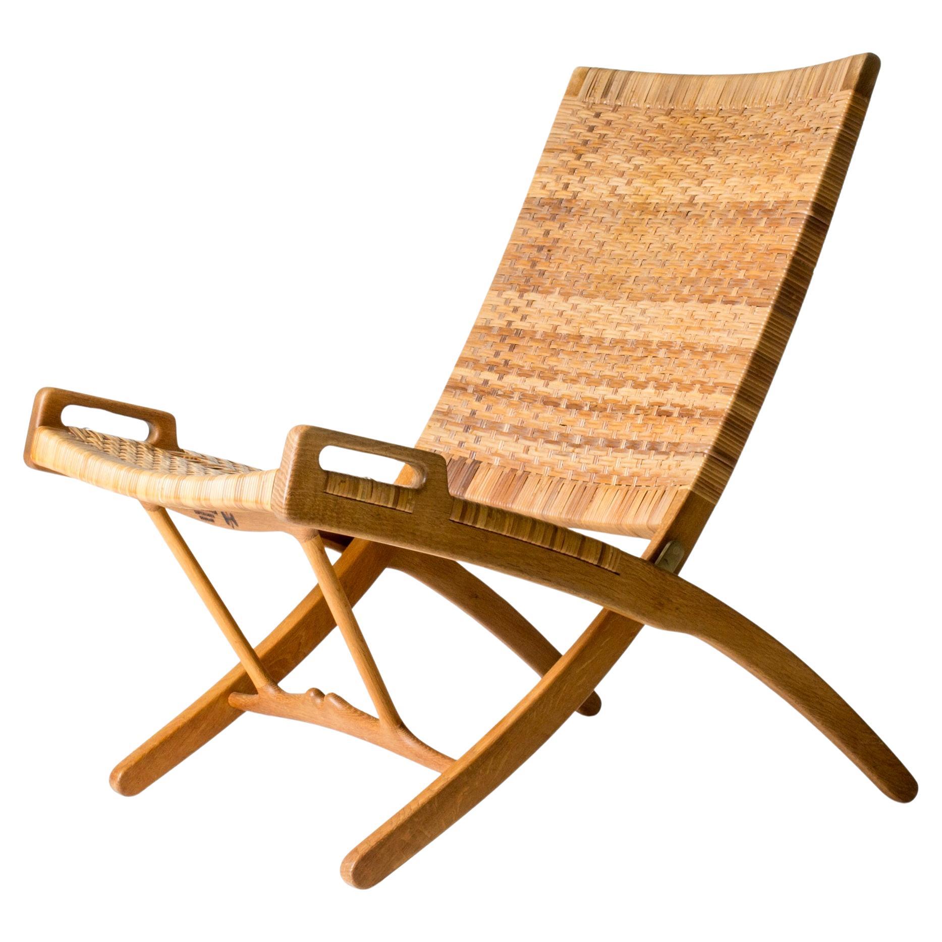 Vintage Rattan "JH512" Lounge Chair by Hans J. Wegner, Denmark, 1950s