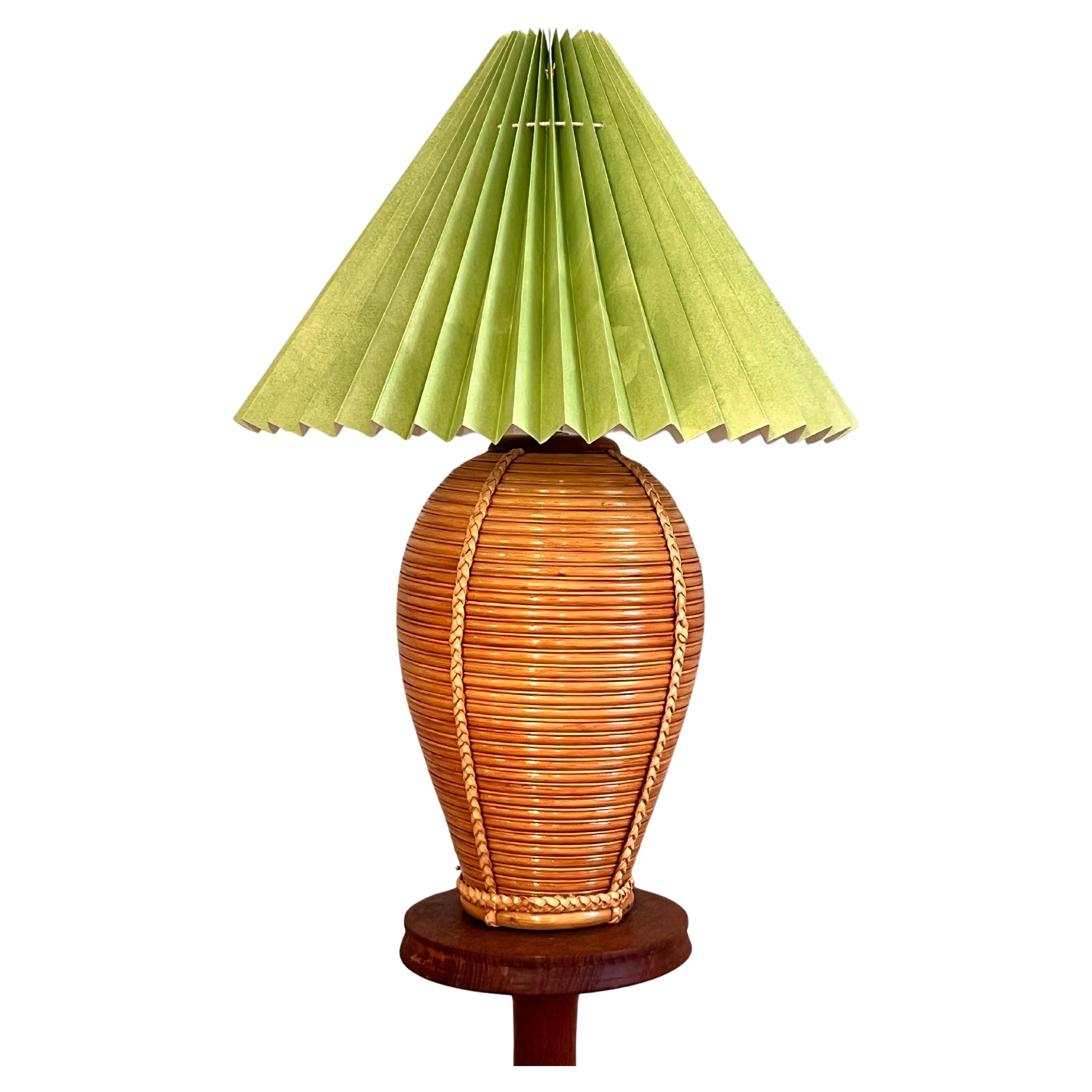 Vintage Rattan Laquered Table Lamp with Braided Detail
Handpainted Lamp Shade