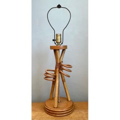 Vintage Rattan Loop Wood Lamp