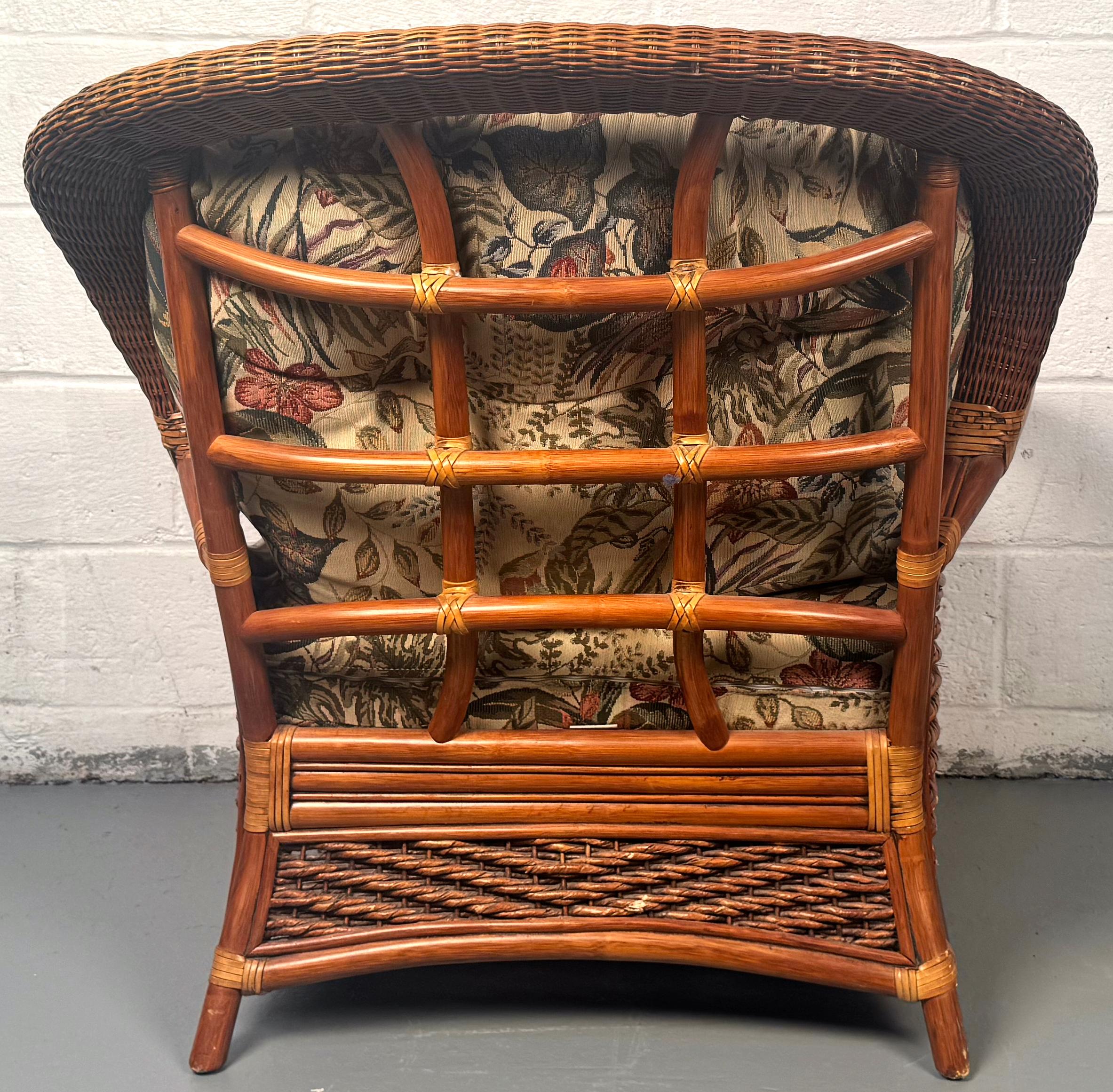 Vintage Rattan Lounge Chair and Ottoman by Palm Springs Rattan For Sale 7