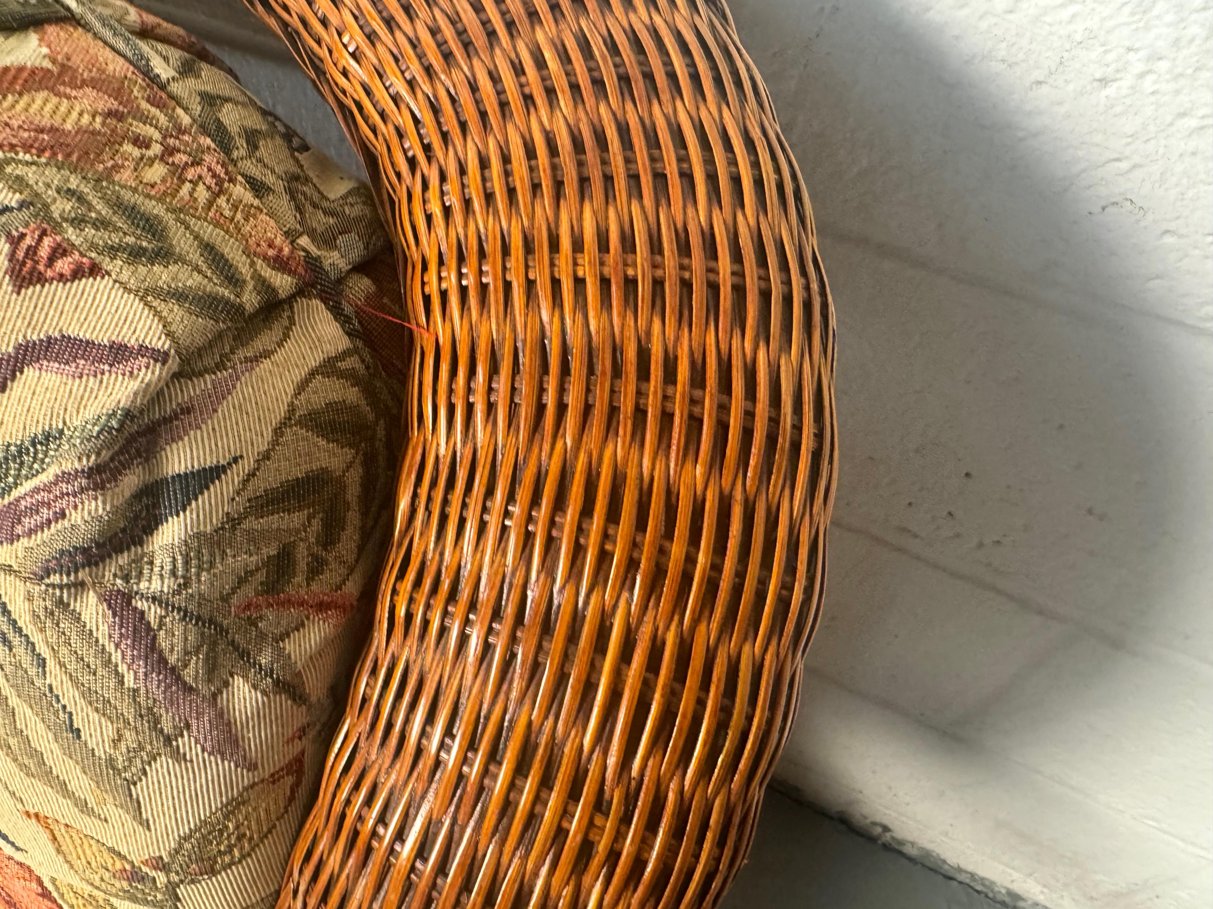 Vintage Rattan Lounge Chair and Ottoman by Palm Springs Rattan For Sale 2