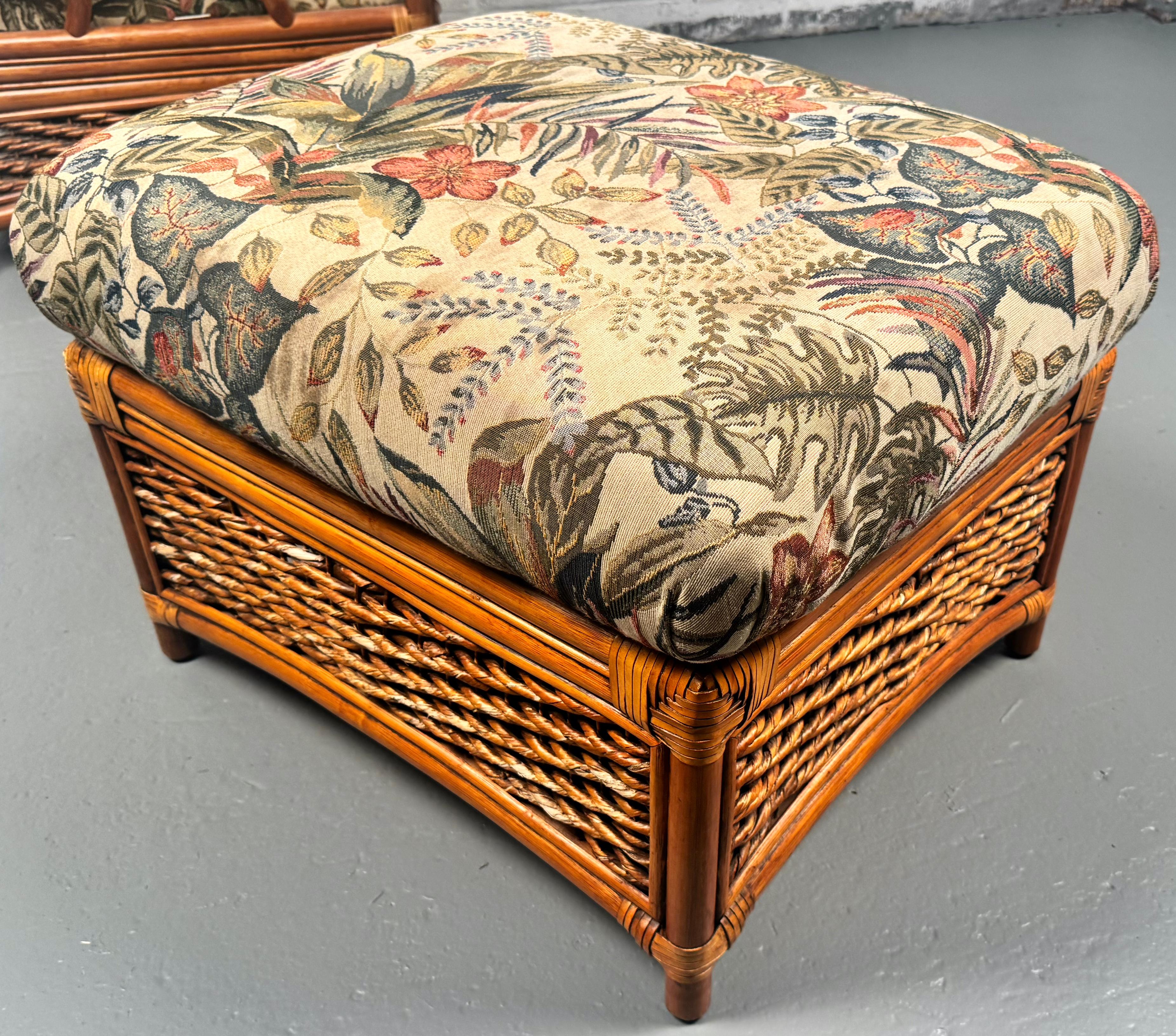 Vintage Rattan Lounge Chair and Ottoman by Palm Springs Rattan For Sale 4