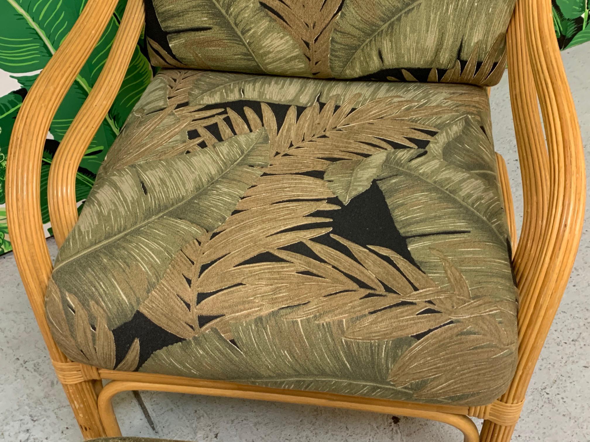 Vintage Rattan Lounge Chair and Ottoman For Sale 3