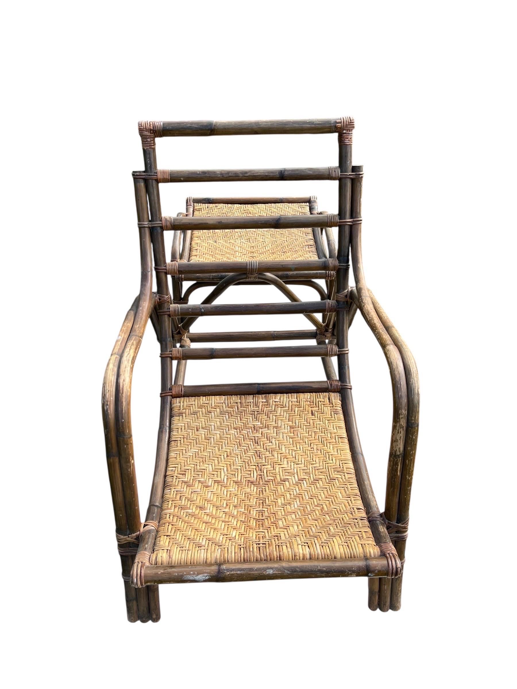 Vintage Rattan Lounge Stuhl und Ottomane im Angebot 5