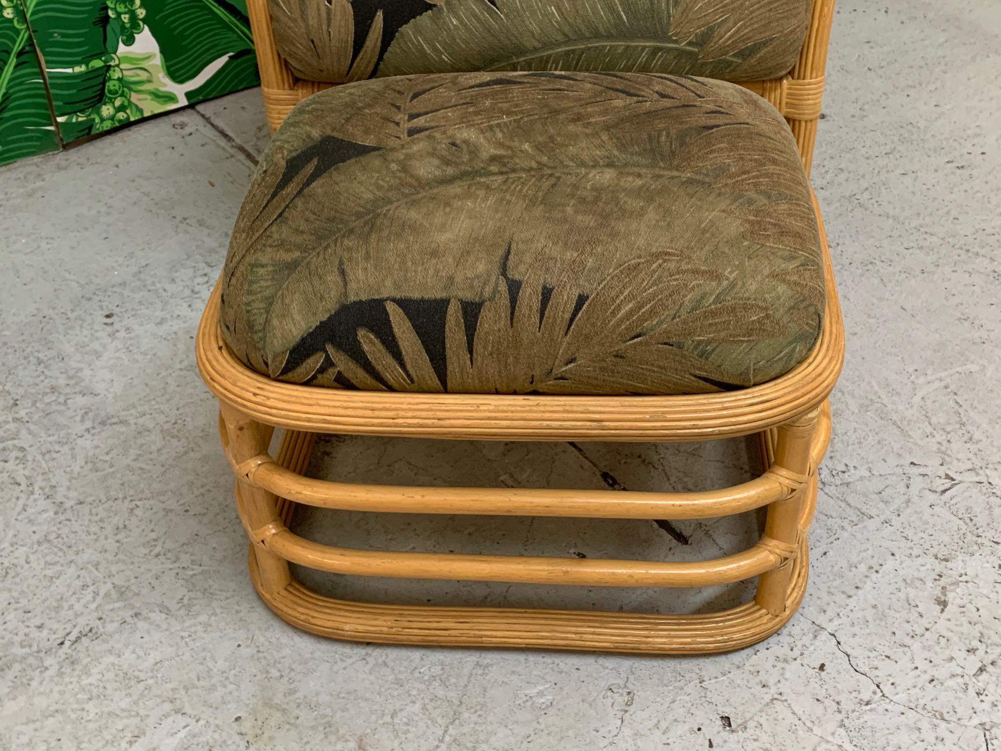 Vintage Rattan Lounge Chair and Ottoman For Sale 1
