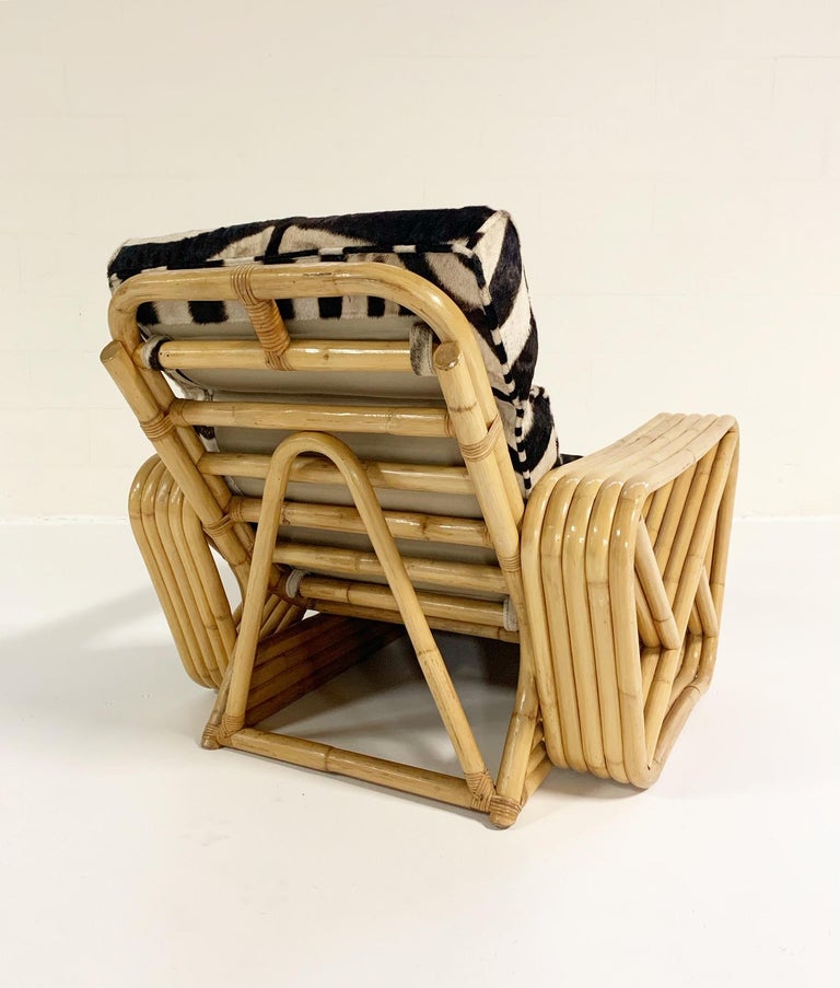 Vintage Rattan Lounge Chair and Ottoman in Zebra Hide at 1stDibs