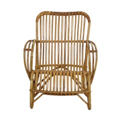 Vintage Rattan Lounge Chair Armchair Rohé Noordwolde