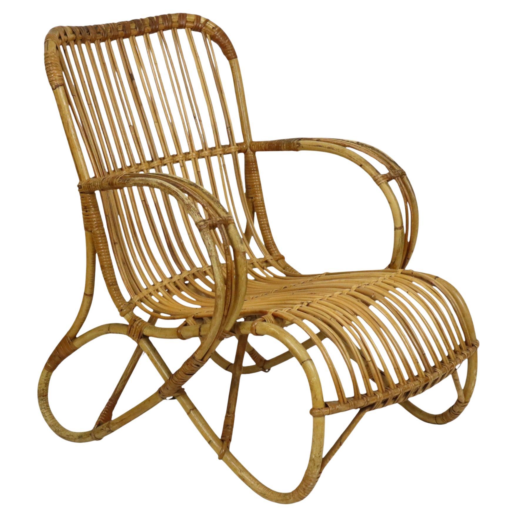 Silla de salón vintage de ratán Sillón Rohé Noordwolde