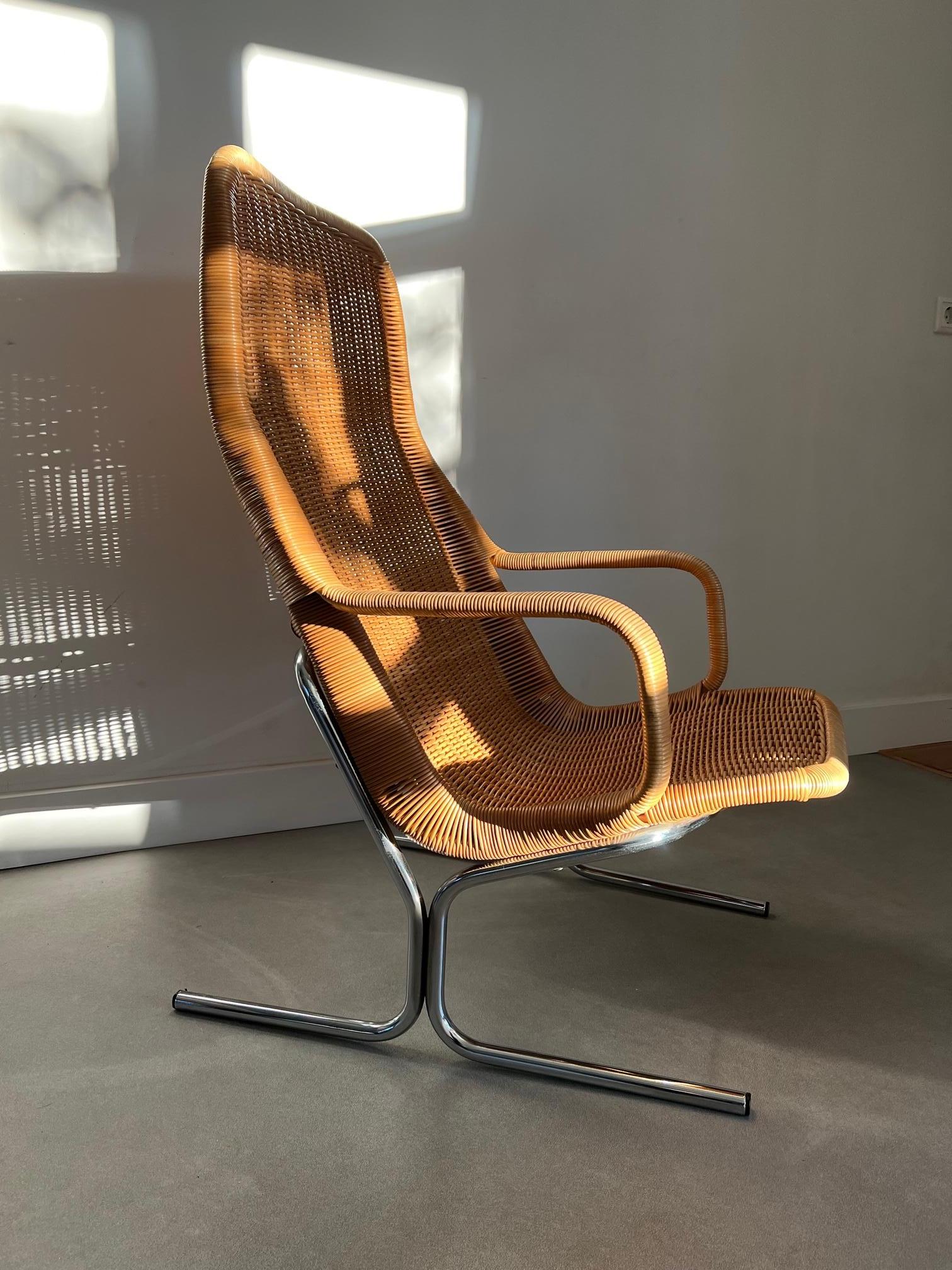 Dutch Vintage Rattan Lounge Chair by Dirk Van Sliedrecht 60s Model 514