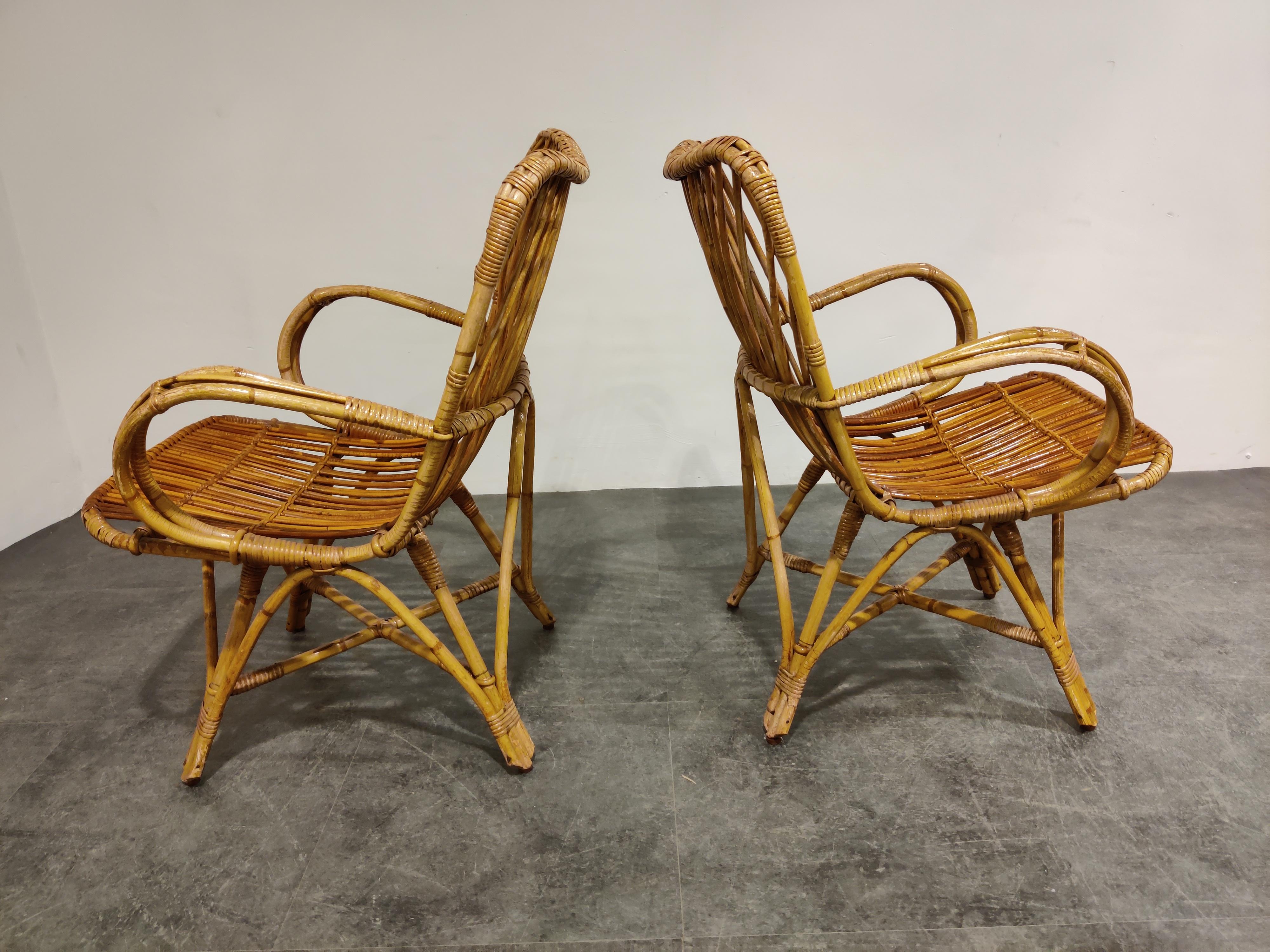 Mid-Century Modern Vintage Rattan Lounge Chairs, 1960s