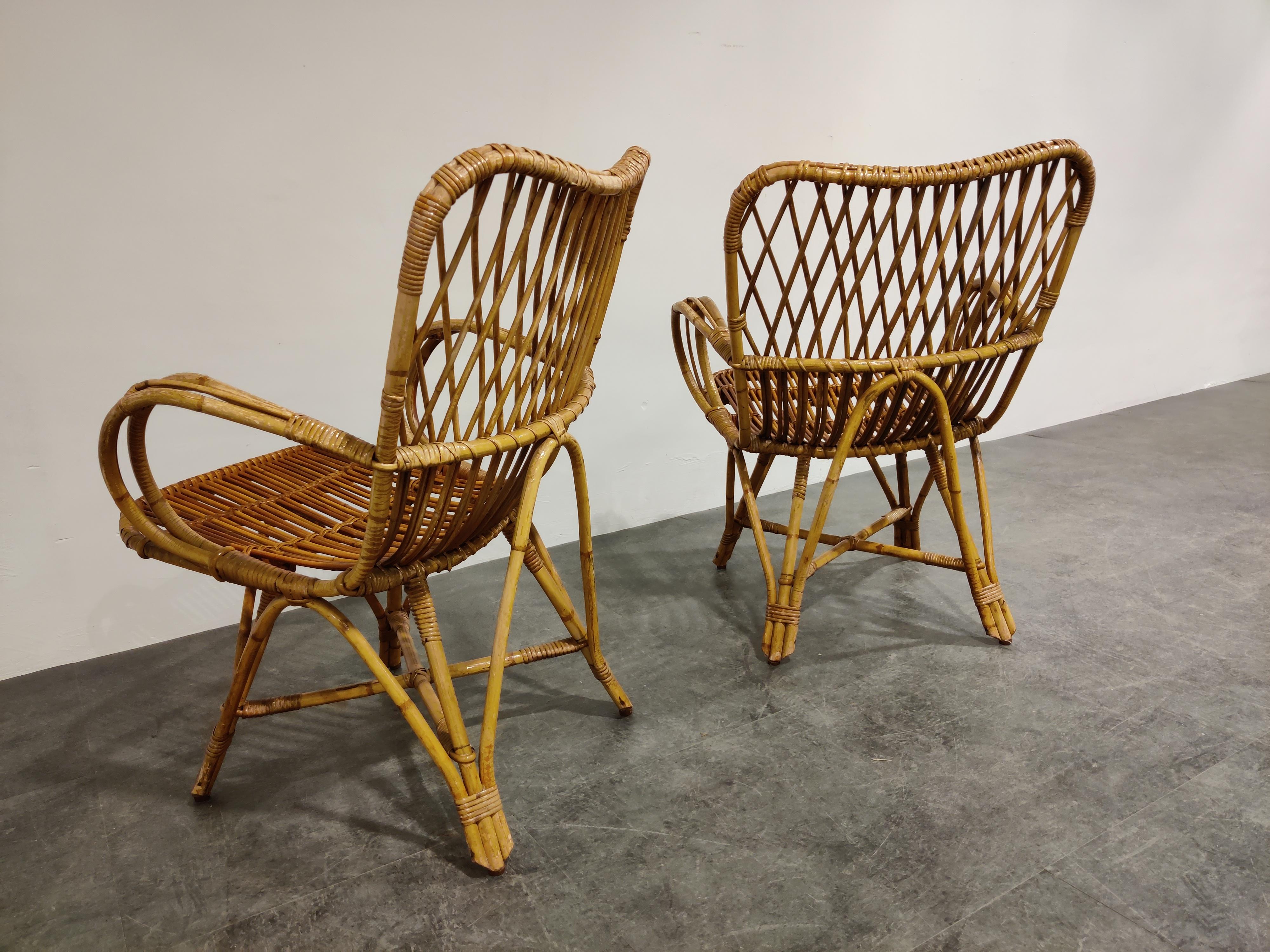 Vintage Rattan Lounge Chairs, 1960s In Good Condition In HEVERLEE, BE