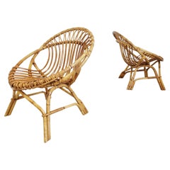 Vintage Rattan Lounge Chairs, 1960s, Set of 2