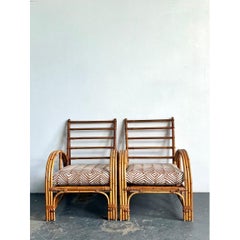 Vintage Rattan Lounge Chairs In Alan Campbell “Zigzag” For Quadrille - A Pair
