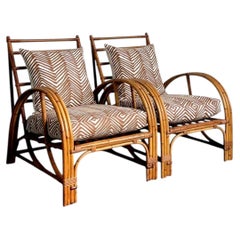 Vintage Rattan Lounge Chairs In Alan Campbell “Zigzag” For Quadrille - A Pair