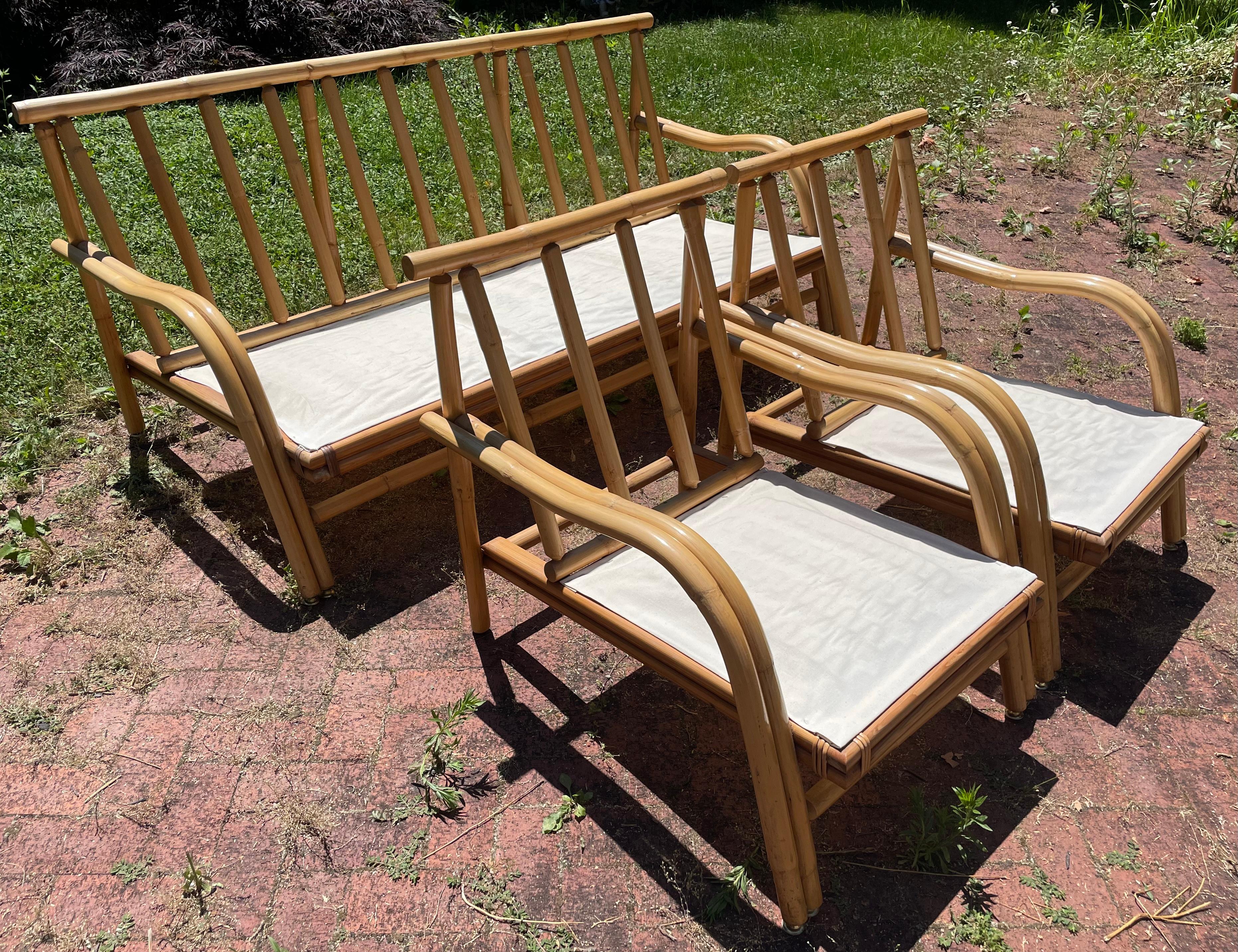 Vintage Rattan Lounge Chairs in the Style of Ficks Reed, a Pair For Sale 5