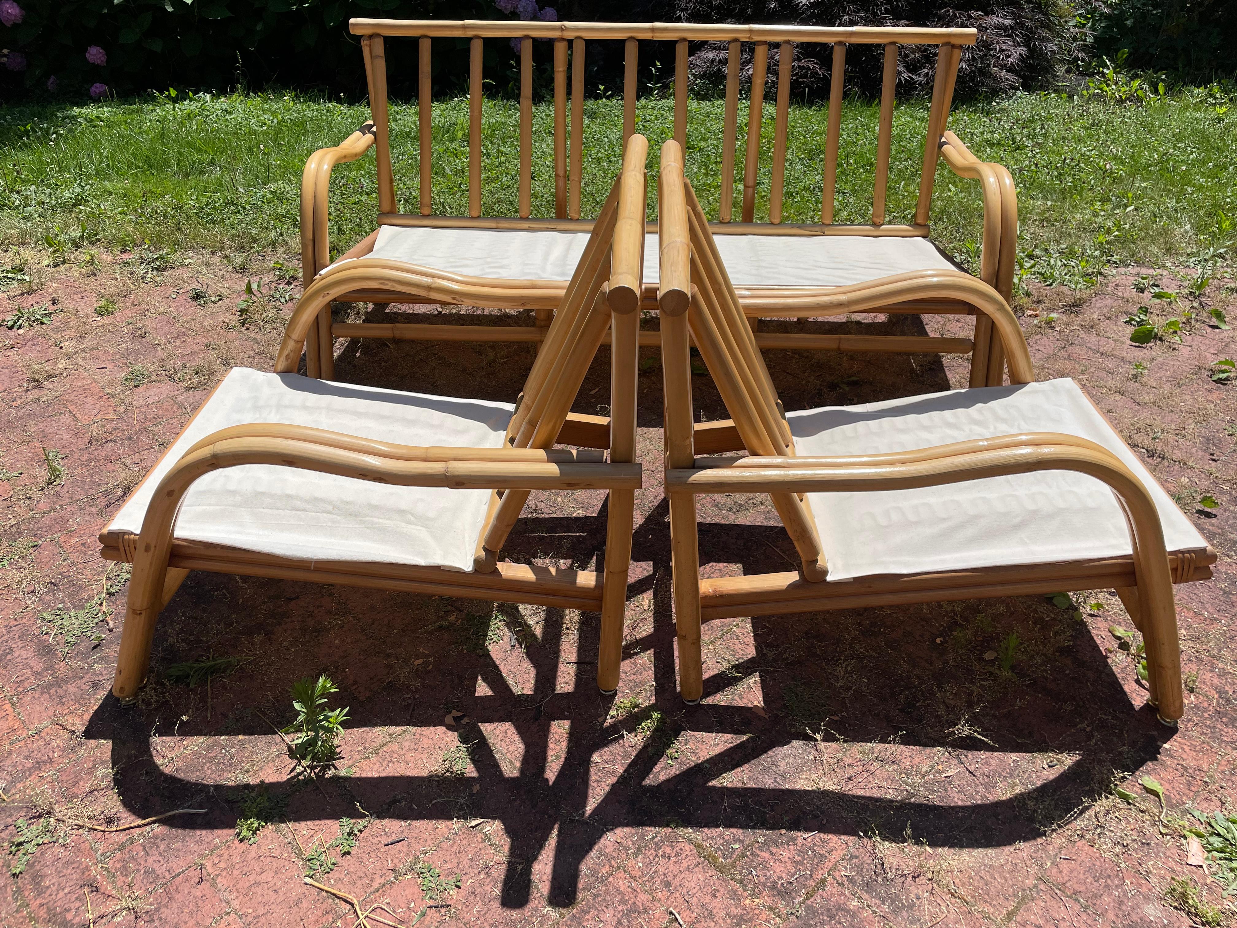 Vintage Rattan Lounge Chairs in the Style of Ficks Reed, a Pair For Sale 6