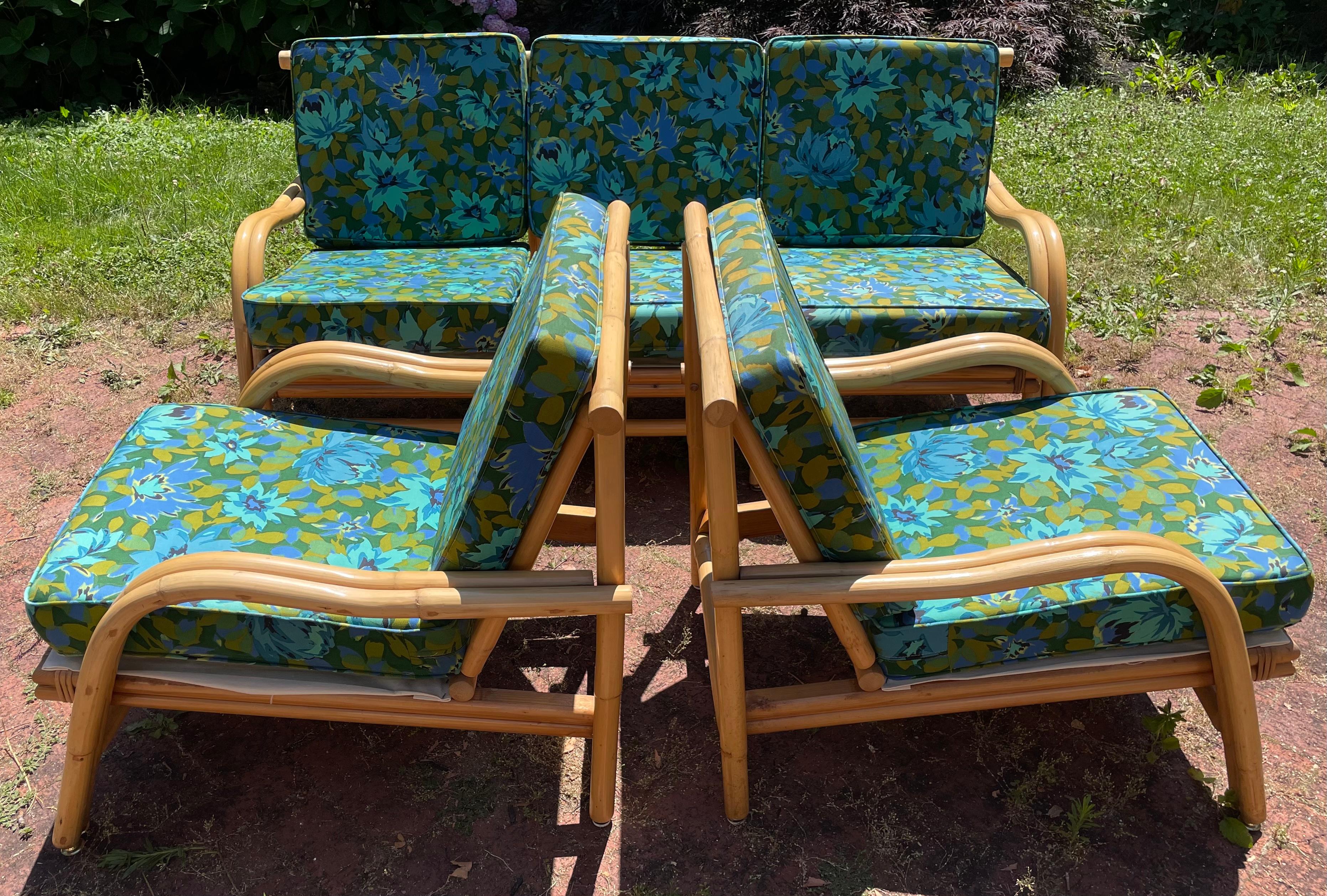 Vintage Rattan Lounge Chairs in the Style of Ficks Reed, a Pair For Sale 2