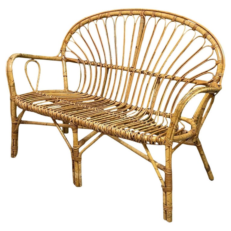 Vintage Rattan Loveseat or Bench, 5 Available For Sale at 1stDibs