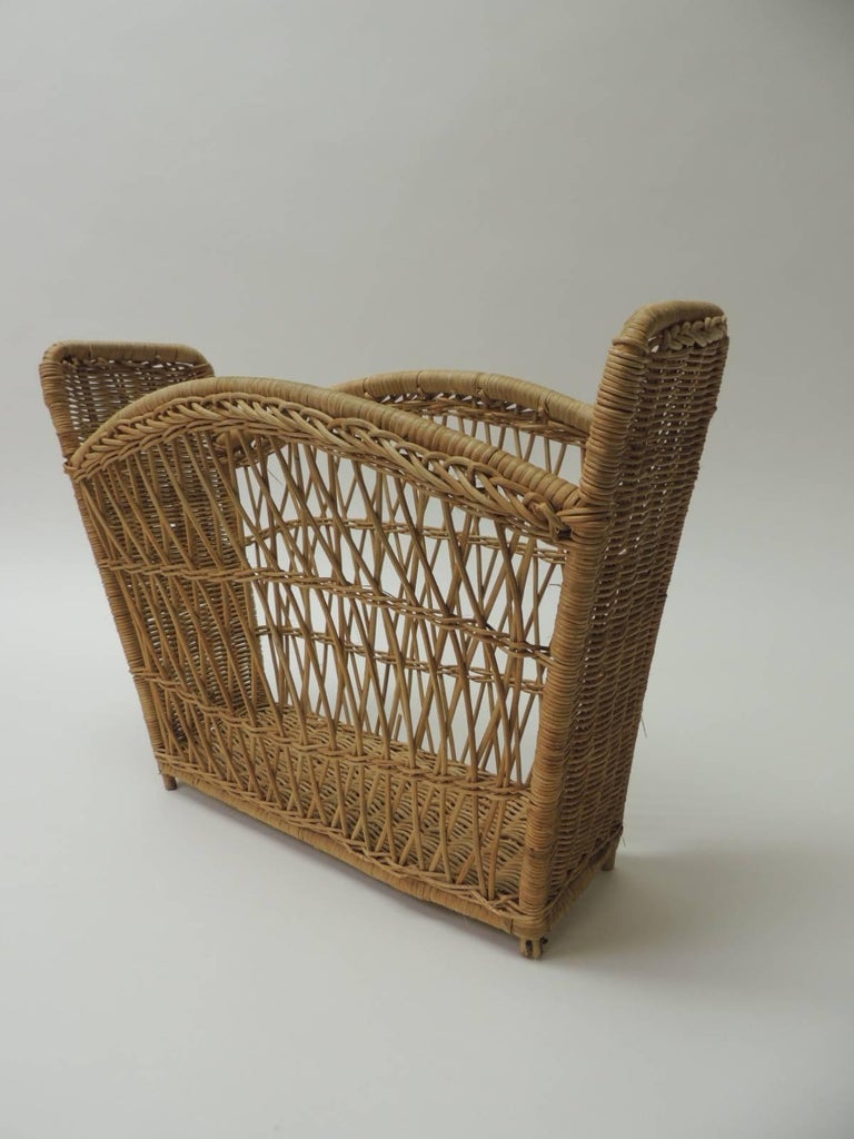Vintage Rattan Magazine Holder or Rack For Sale at 1stdibs