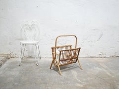 Vintage rattan magazine rack
