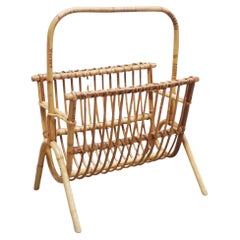 Retro rattan magazine rack