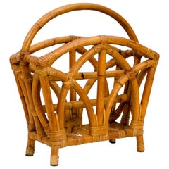 Vintage Rattan Magazine Rack or Book Holder