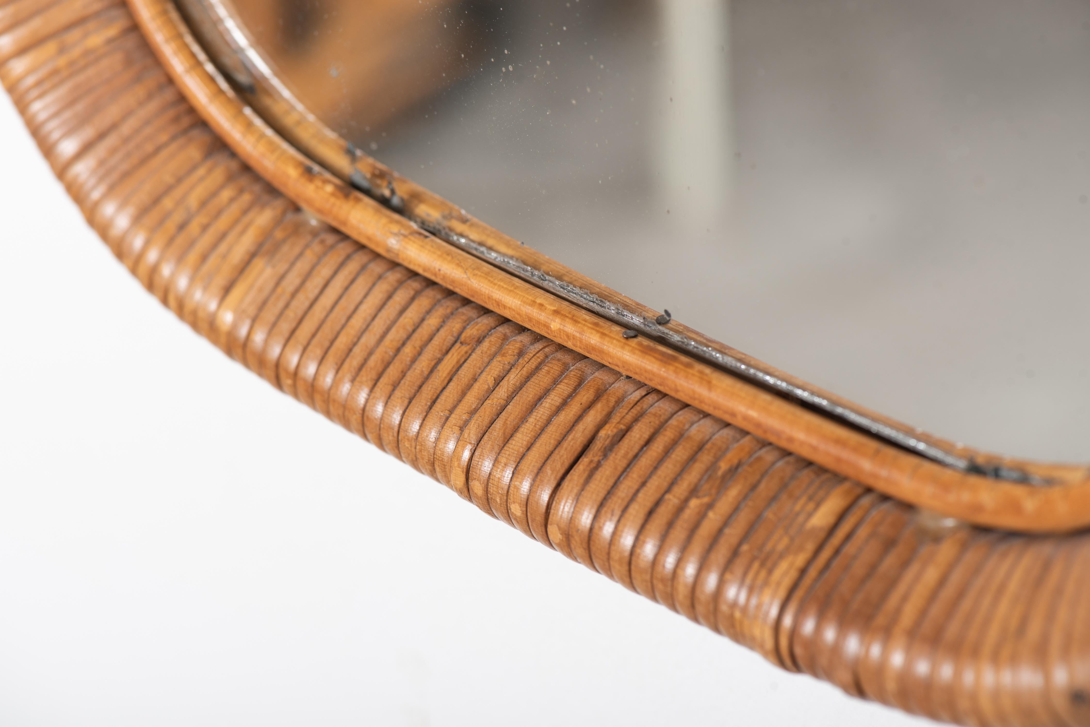 Metà XX secolo Specchio in rattan d'epoca, Sokeva per Artek, anni '60 in vendita